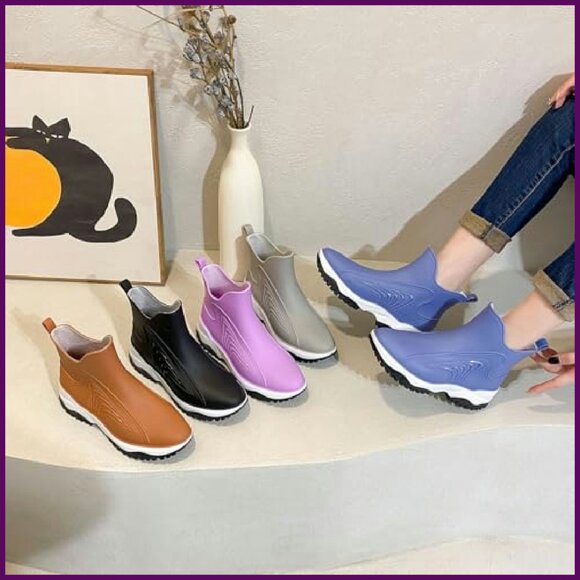 Women's Waterproof Ankle Rain Boots Slip Resistant Lightweight Outdoor - Picture 6 of 7